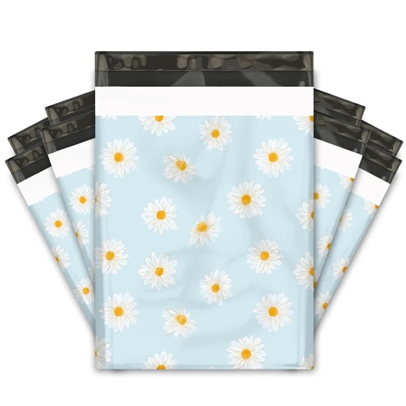 🌼20 Designer blue & white daisies Poly Mailers 10 x 13 inch - Picture 2 of 5